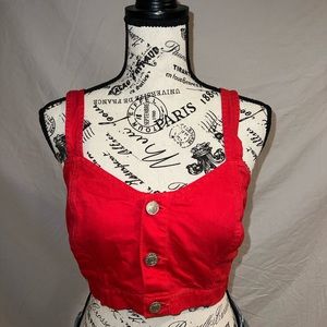 American Eagle Red Button Crop Top